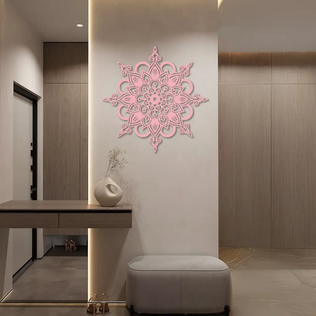 Mandala Silhouette Metal Wall Art – Sacred Geometry Flower Design - KAFGP060 by Enova Art