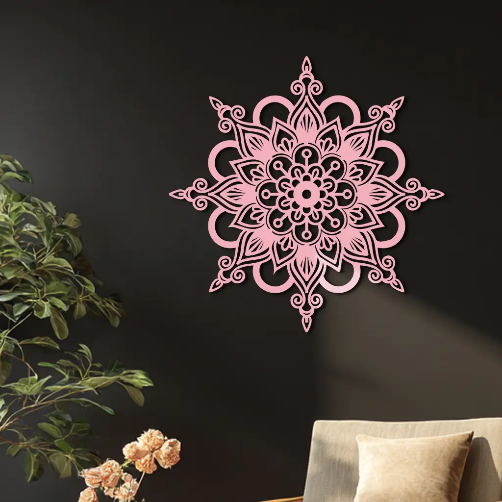 Mandala Silhouette Metal Wall Art – Sacred Geometry Flower Design - KAFGP060 by Enova Art