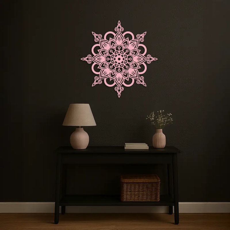 Mandala Silhouette Metal Wall Art – Sacred Geometry Flower Design - KAFGP060 by Enova Art