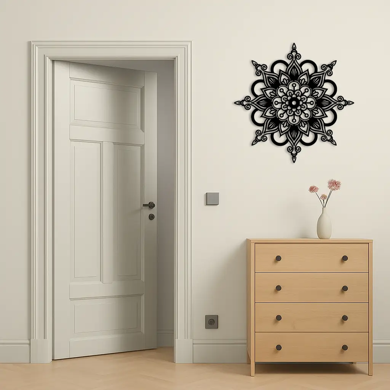 Mandala Silhouette Metal Wall Art – Sacred Geometry Flower Design - KAFGP060 by Enova Art