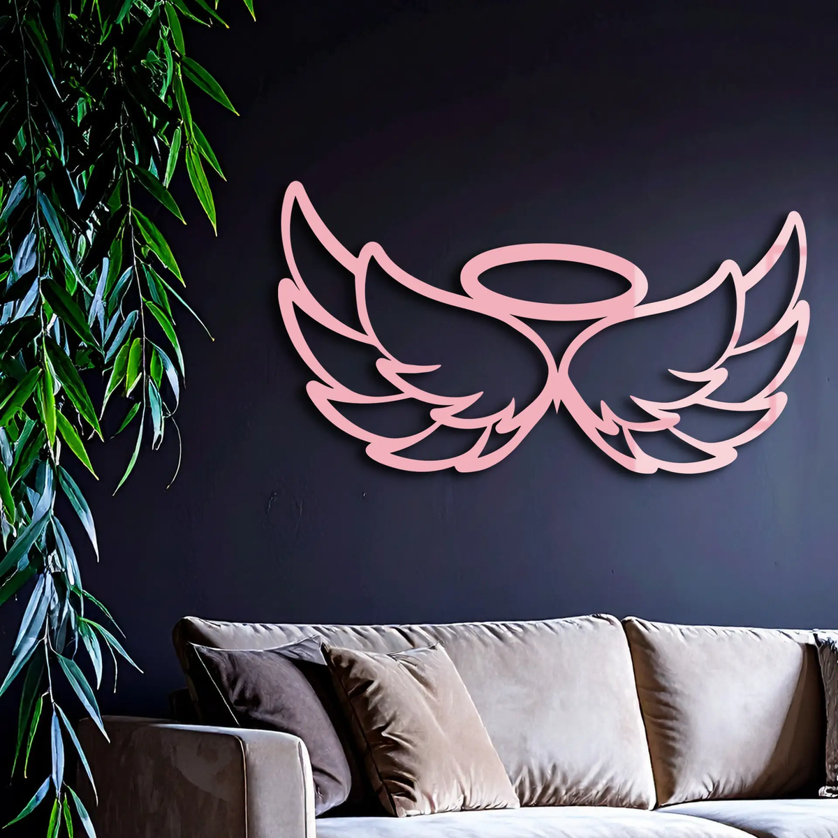 Angel Halo with Wings Metal Wall Art – Spiritual Silhouette Design - KAFGP062 by Enova Art