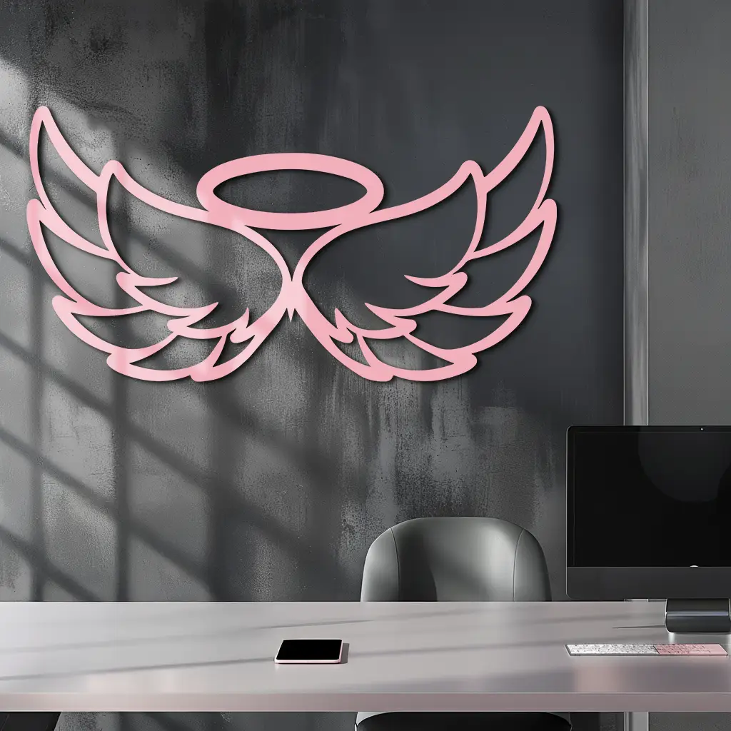 Angel Halo with Wings Metal Wall Art – Spiritual Silhouette Design - KAFGP062 by Enova Art