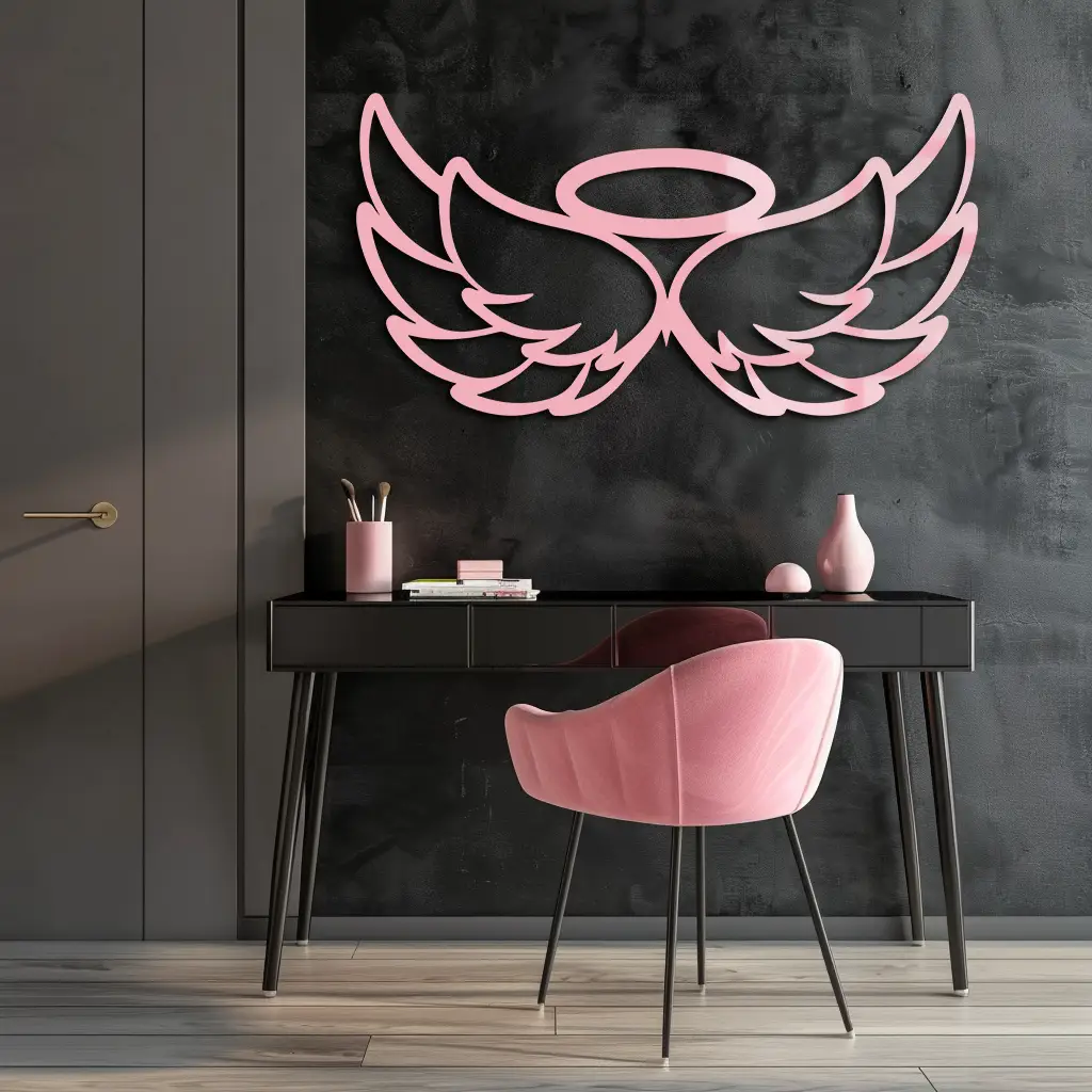 Angel Halo with Wings Metal Wall Art – Spiritual Silhouette Design - KAFGP062 by Enova Art