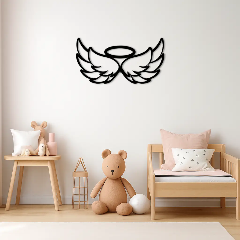 Angel Halo with Wings Metal Wall Art – Spiritual Silhouette Design - KAFGP062 by Enova Art