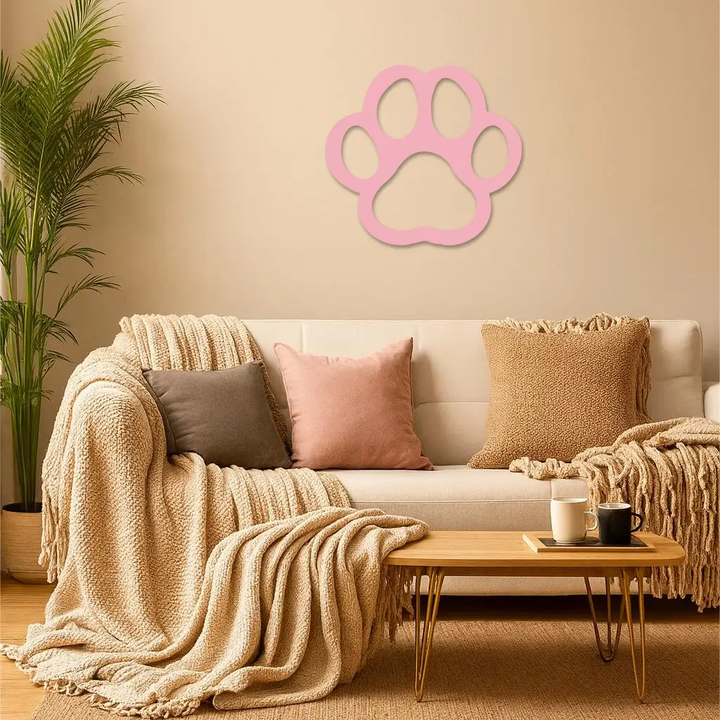 Paw Print Silhouette Metal Wall Art – Minimal Pet Lover Home Decor - KAFGP064 by Enova Art