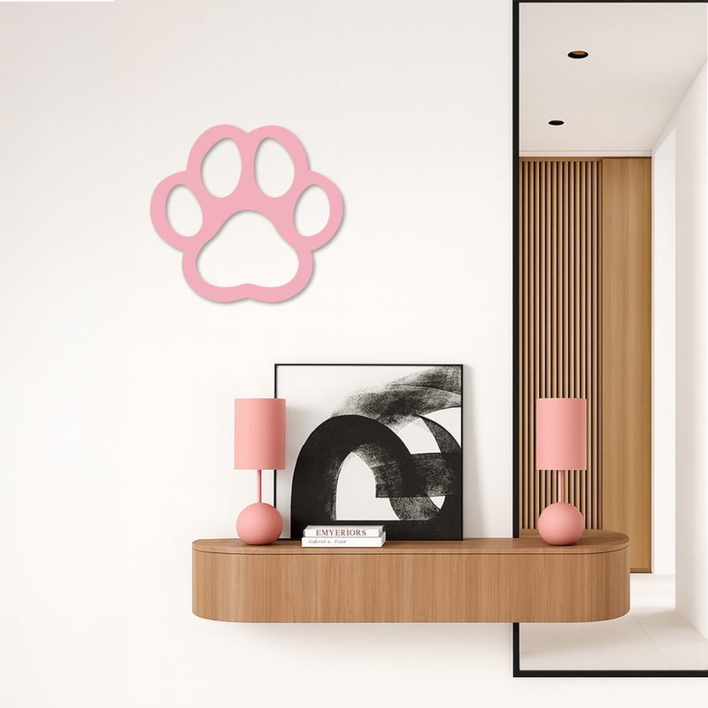 Paw Print Silhouette Metal Wall Art – Minimal Pet Lover Home Decor - KAFGP064 by Enova Art