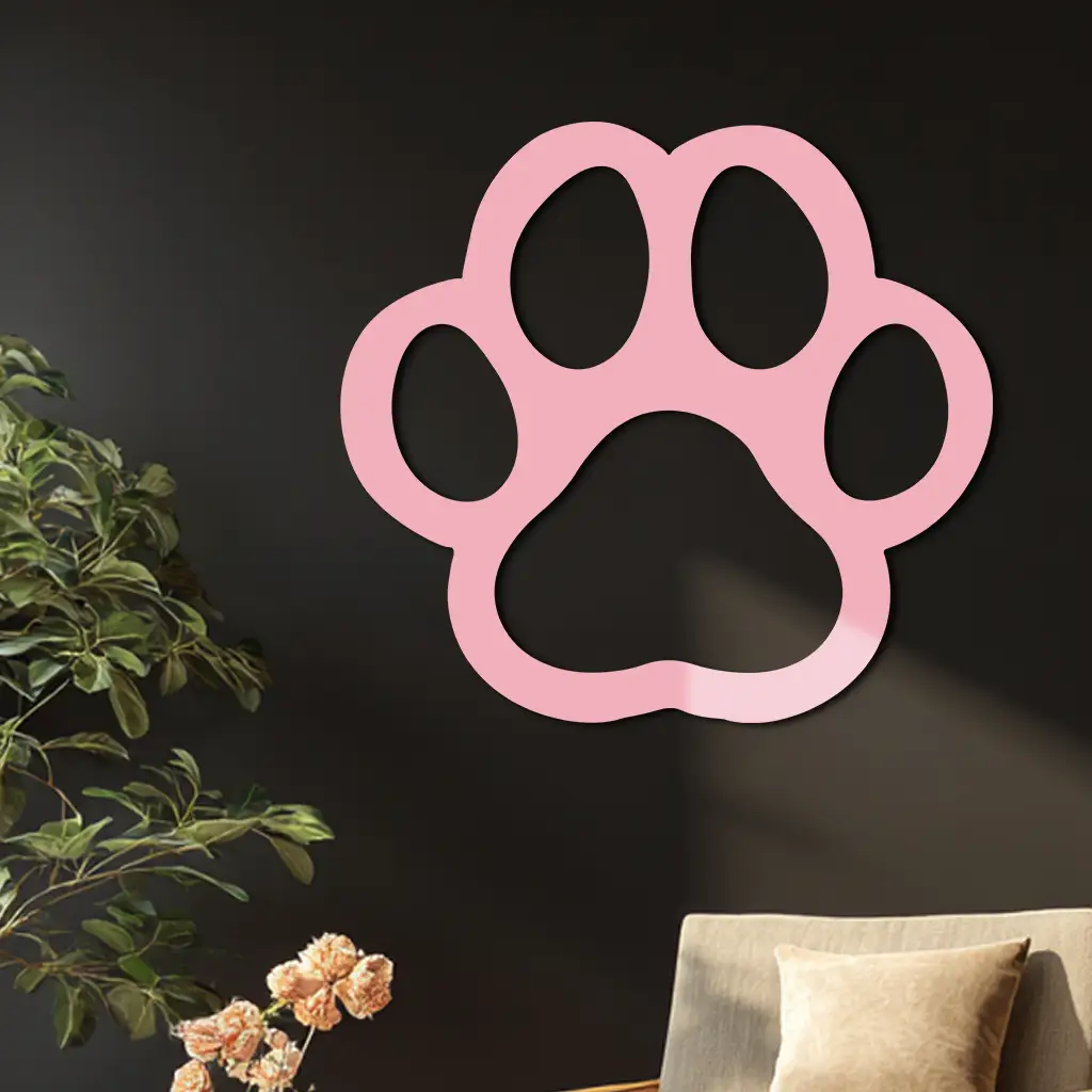 Paw Print Silhouette Metal Wall Art – Minimal Pet Lover Home Decor - KAFGP064 by Enova Art