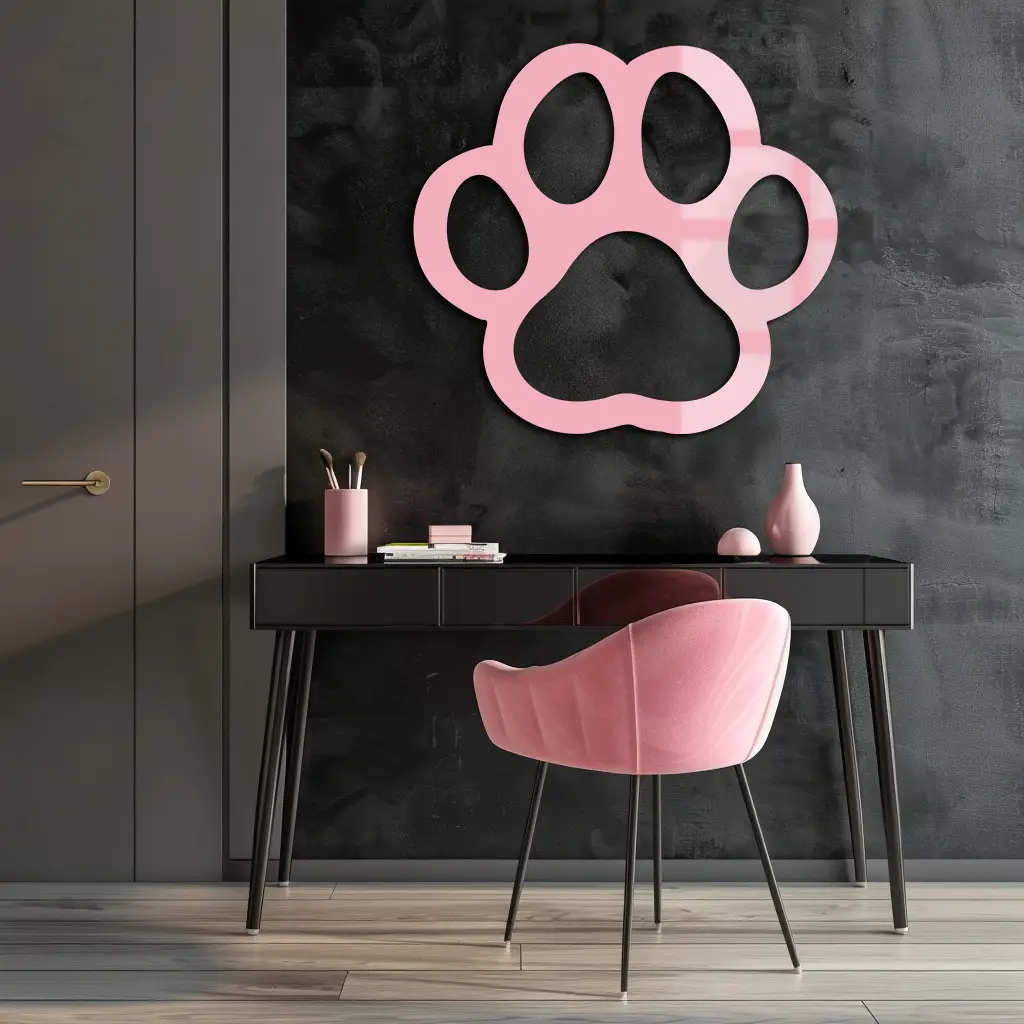 Paw Print Silhouette Metal Wall Art – Minimal Pet Lover Home Decor - KAFGP064 by Enova Art