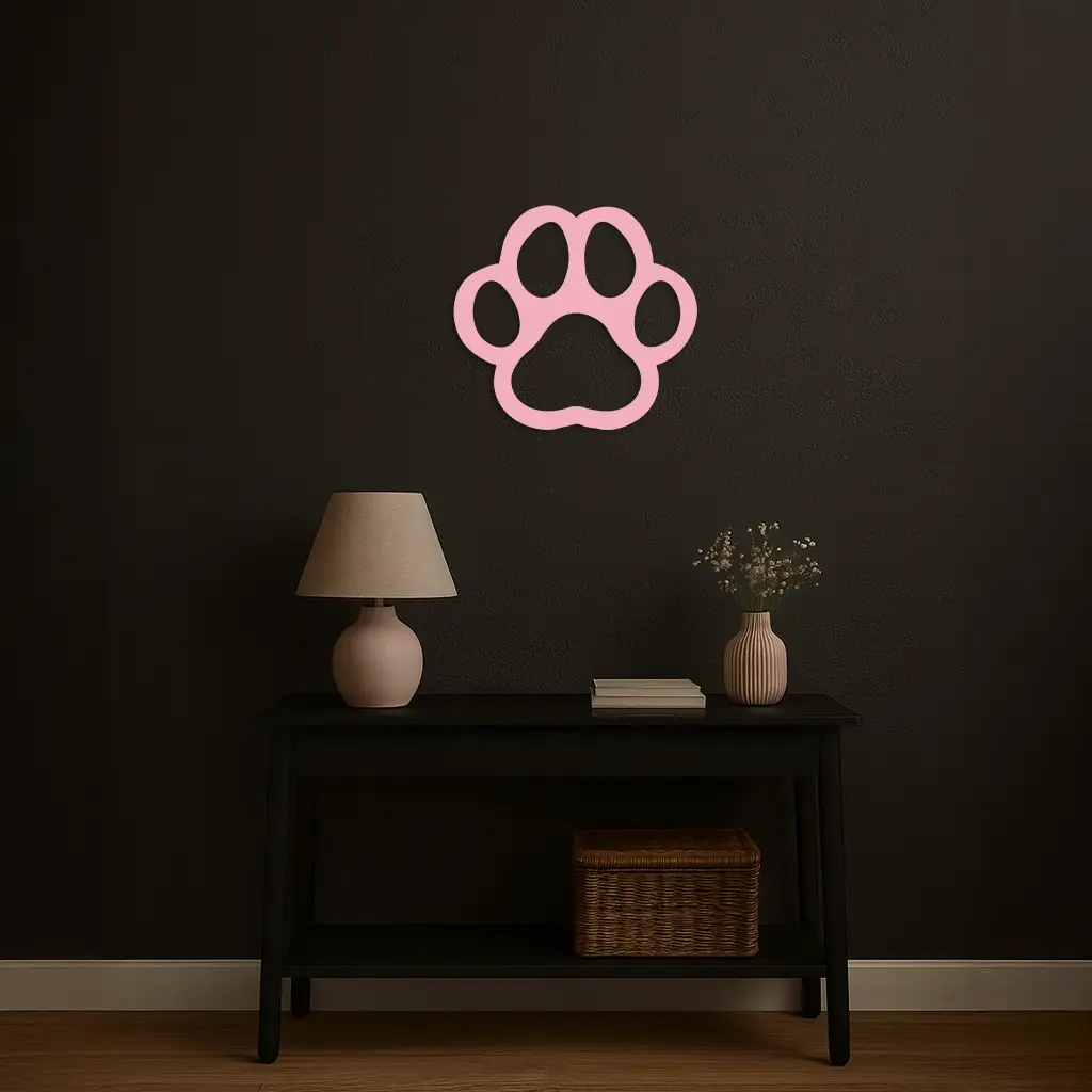 Paw Print Silhouette Metal Wall Art – Minimal Pet Lover Home Decor - KAFGP064 by Enova Art