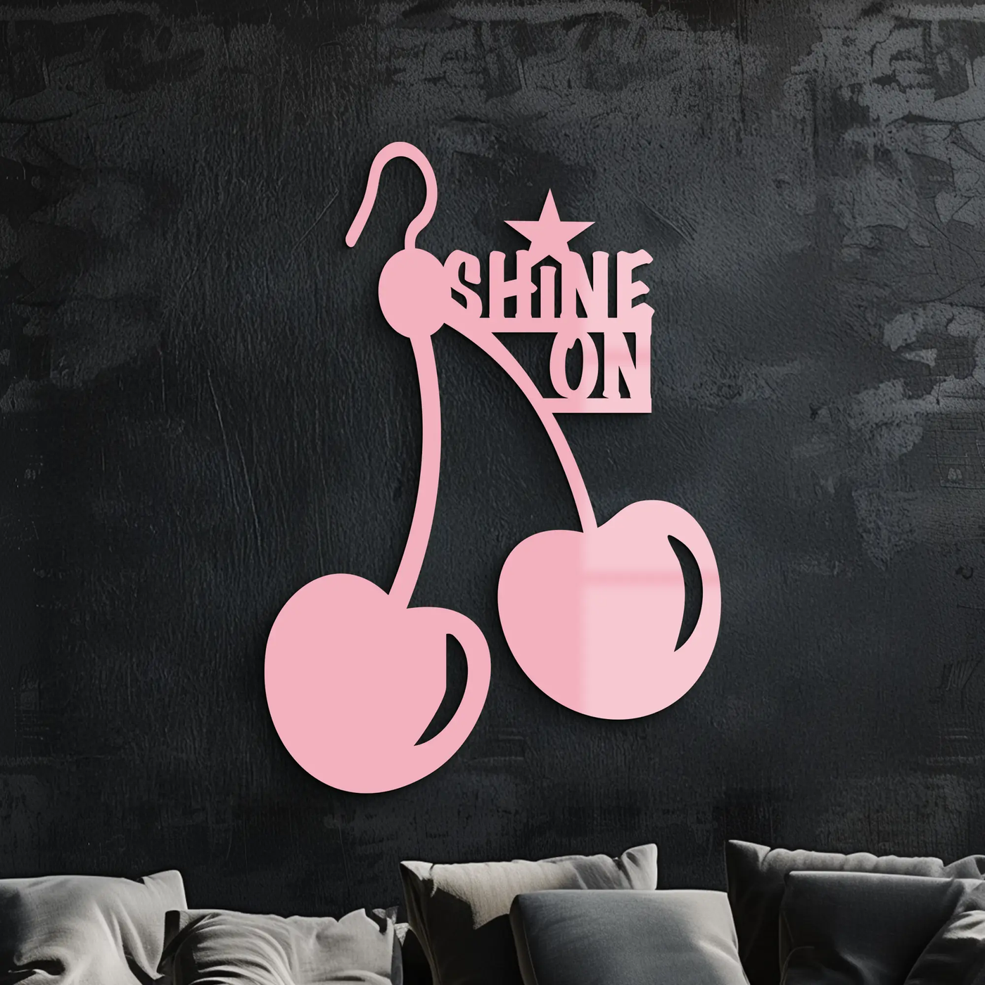 Shine On Cherry Earrings Metal Wall Art – Modern Statement Design - KAFGP066
