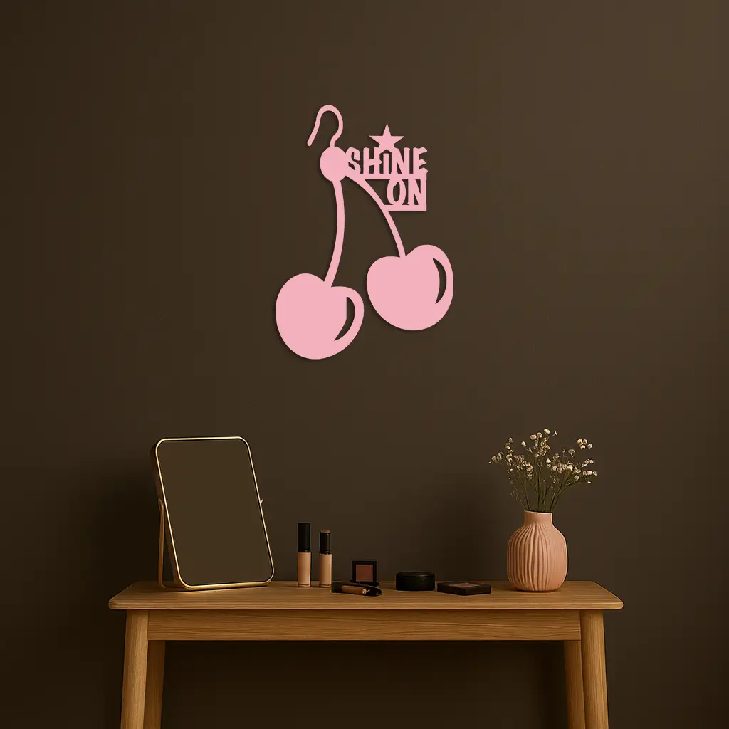 Shine On Cherry Earrings Metal Wall Art – Modern Statement Design - KAFGP066 by Enova Art