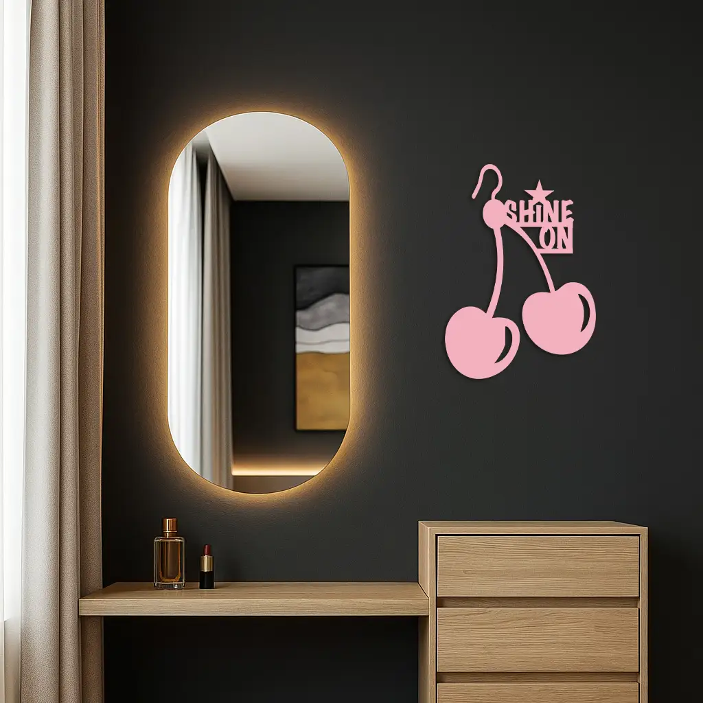 Shine On Cherry Earrings Metal Wall Art – Modern Statement Design - KAFGP066 by Enova Art