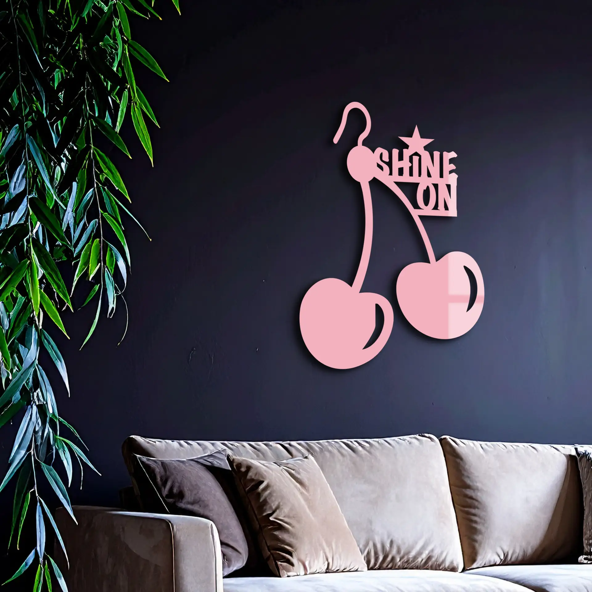 Shine On Cherry Earrings Metal Wall Art – Modern Statement Design - KAFGP066 by Enova Art