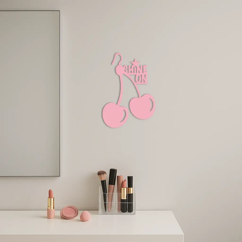Shine On Cherry Earrings Metal Wall Art – Modern Statement Design - KAFGP066 by Enova Art