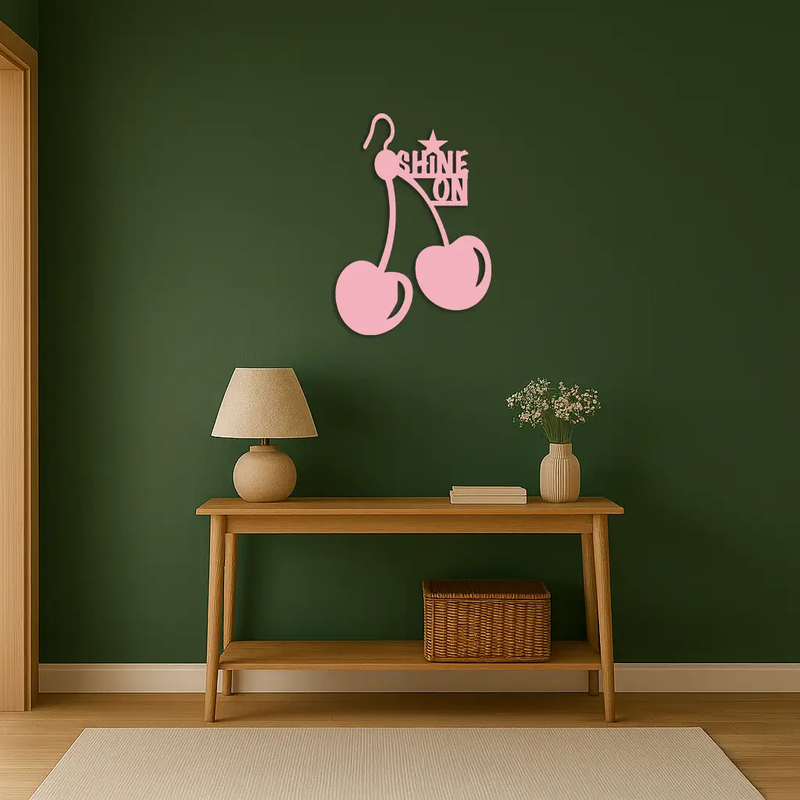 Shine On Cherry Earrings Metal Wall Art – Modern Statement Design - KAFGP066 by Enova Art