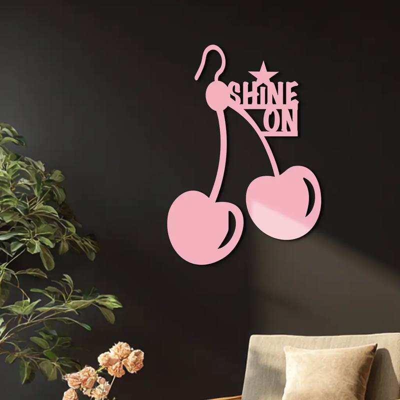 Shine On Cherry Earrings Metal Wall Art – Modern Statement Design - KAFGP066 by Enova Art