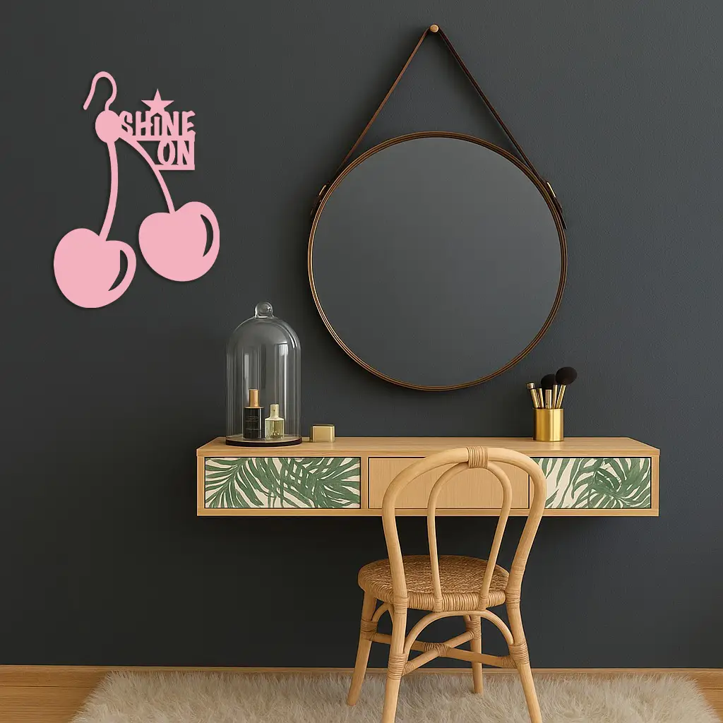 Shine On Cherry Earrings Metal Wall Art – Modern Statement Design - KAFGP066 by Enova Art