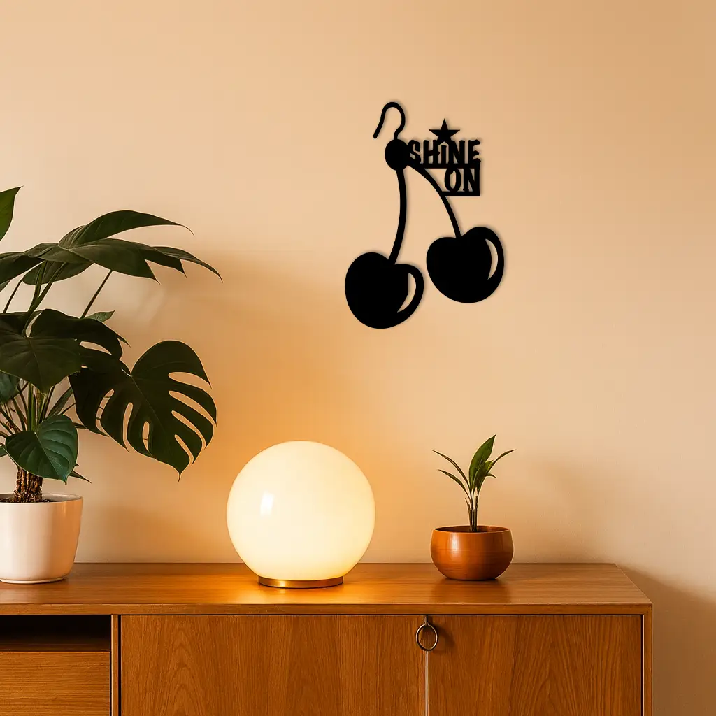 Shine On Cherry Earrings Metal Wall Art – Modern Statement Design - KAFGP066 by Enova Art
