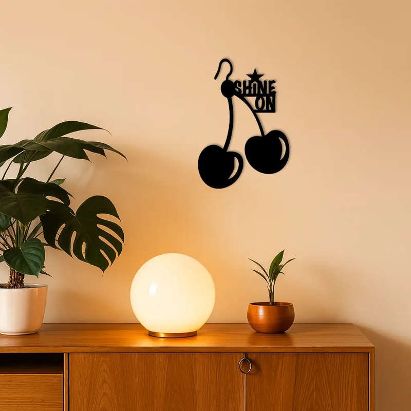 Shine On Cherry Earrings Metal Wall Art – Modern Statement Design - KAFGP066 by Enova Art