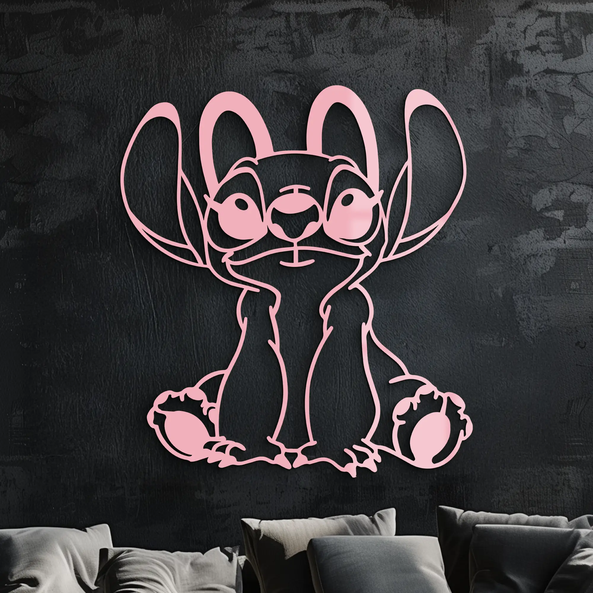 Stitch Silhouette Metal Wall Art – Cute Cartoon Character Design - KAFGP067 by Enova Art