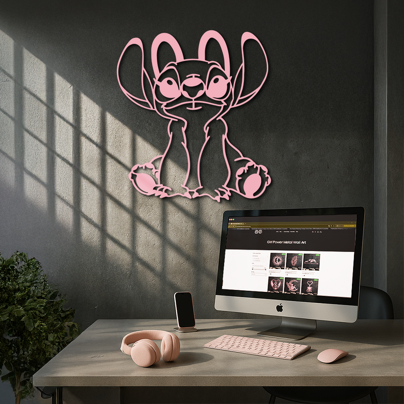 Stitch Silhouette Metal Wall Art – Cute Cartoon Character Design - KAFGP067 by Enova Art