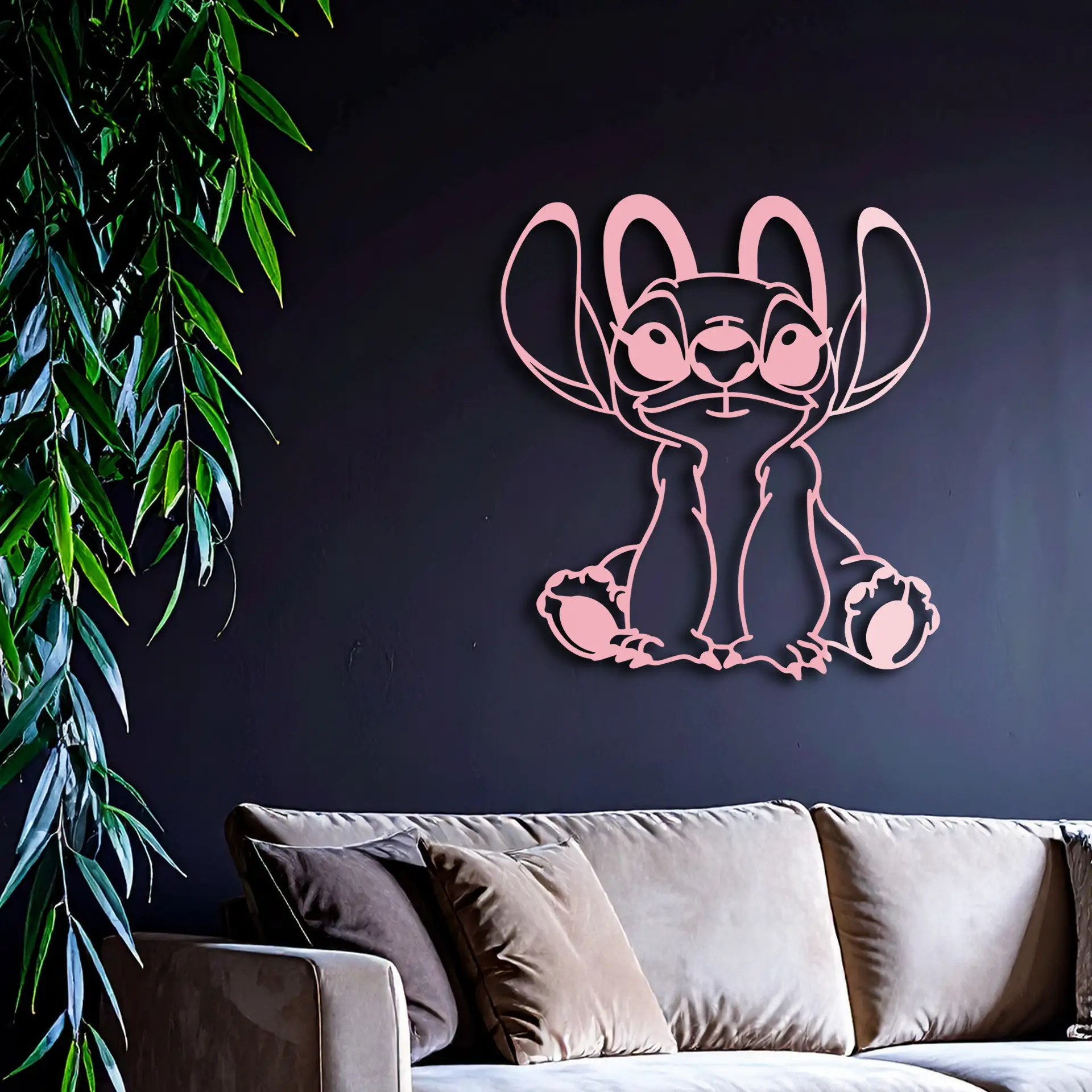 Stitch Silhouette Metal Wall Art – Cute Cartoon Character Design - KAFGP067 by Enova Art