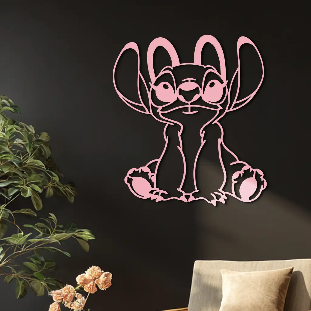 Stitch Silhouette Metal Wall Art – Cute Cartoon Character Design - KAFGP067 by Enova Art