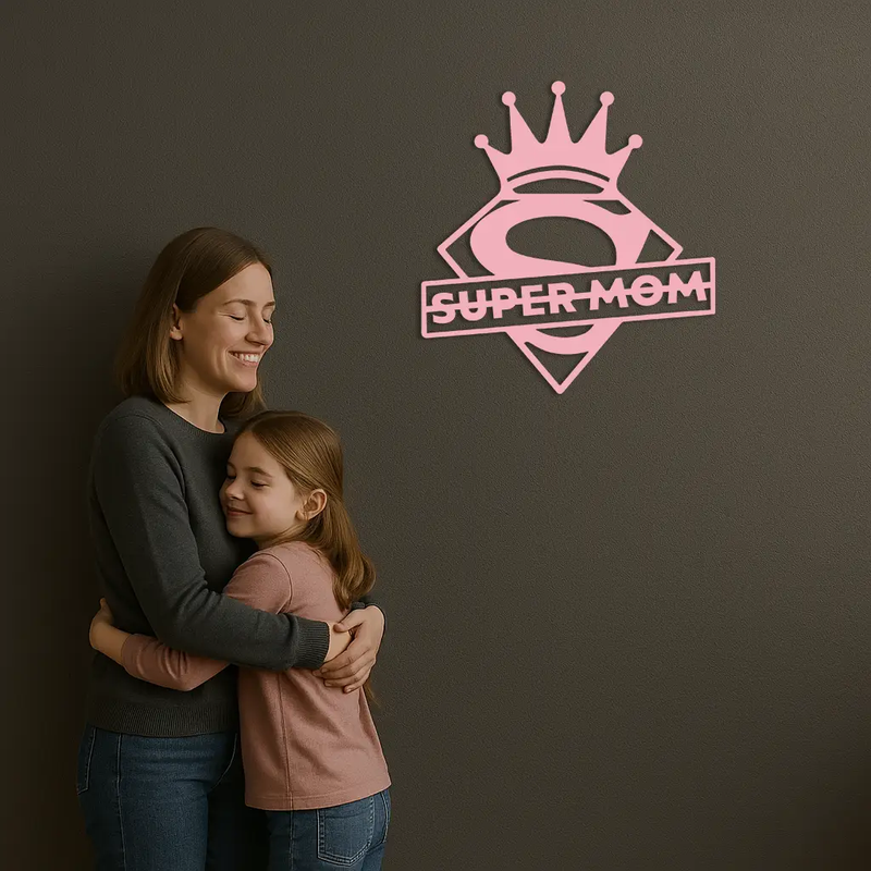 Super Mom Crown Metal Wall Art – Heroic Decorative Design - KAFGP068 by Enova Art