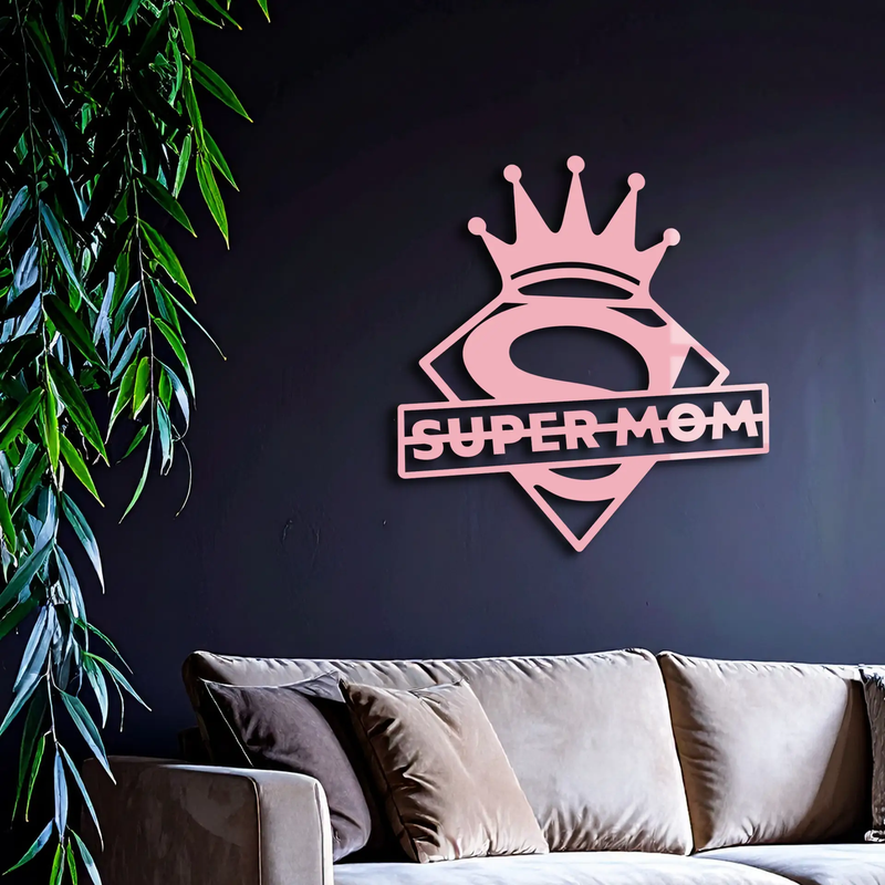 Super Mom Crown Metal Wall Art – Heroic Decorative Design - KAFGP068 by Enova Art
