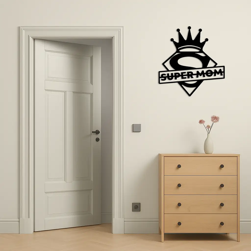 Super Mom Crown Metal Wall Art – Heroic Decorative Design - KAFGP068 by Enova Art