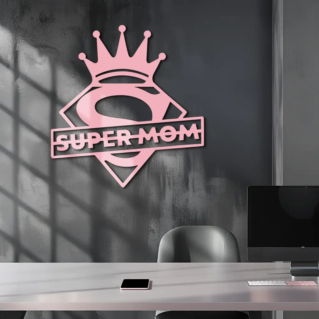 Super Mom Crown Metal Wall Art – Heroic Decorative Design - KAFGP068 by Enova Art