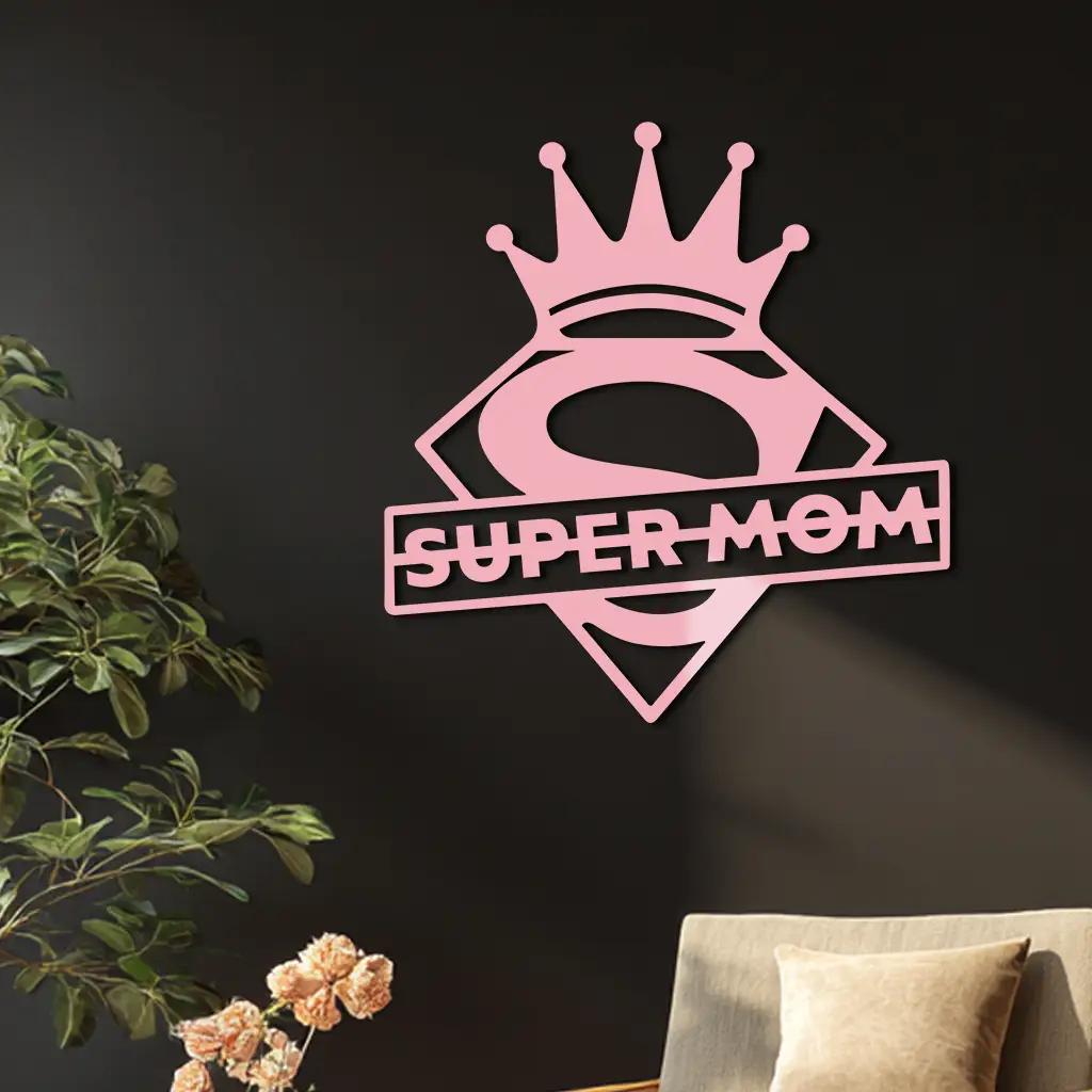 Super Mom Crown Metal Wall Art – Heroic Decorative Design - KAFGP068 by Enova Art