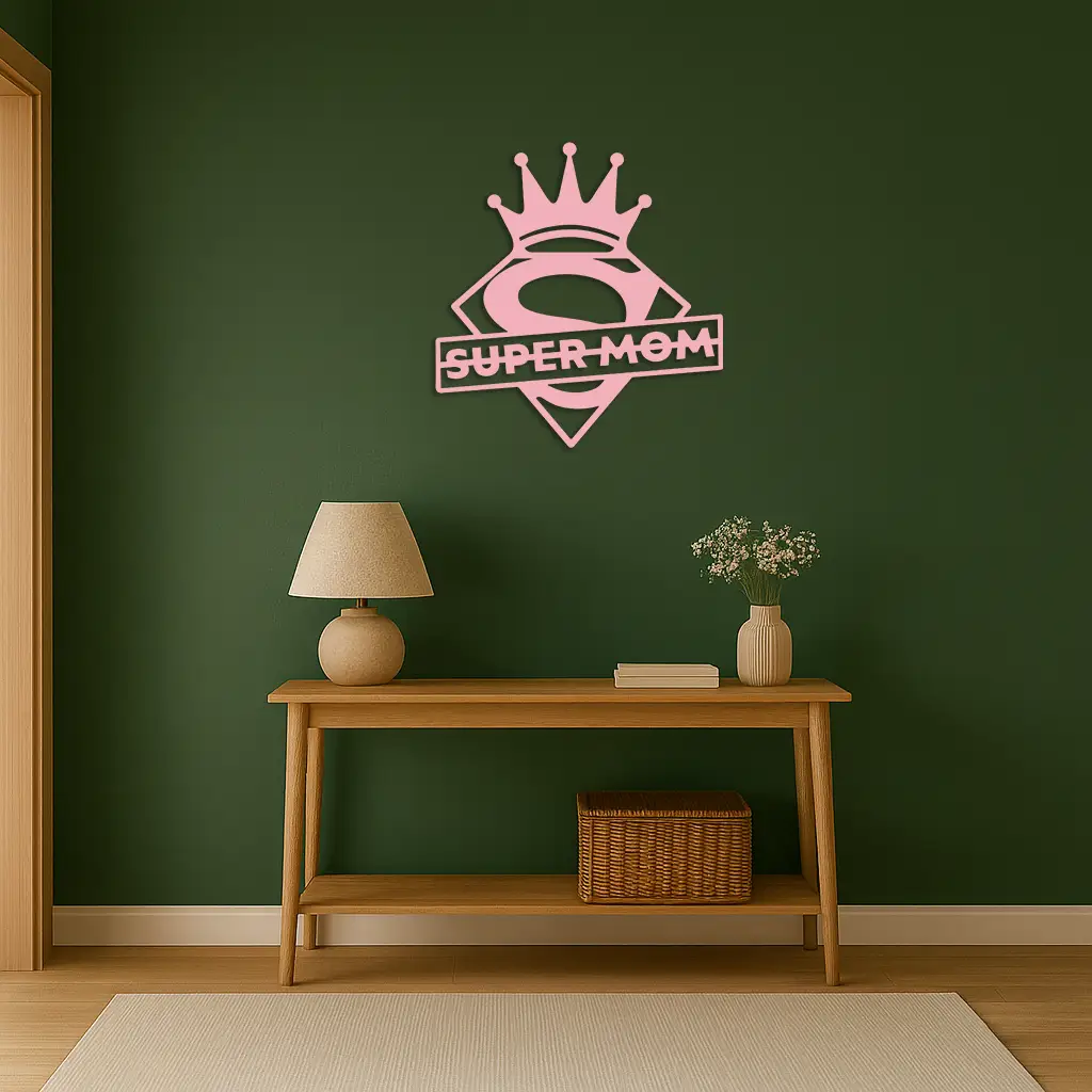 Super Mom Crown Metal Wall Art – Heroic Decorative Design - KAFGP068 by Enova Art