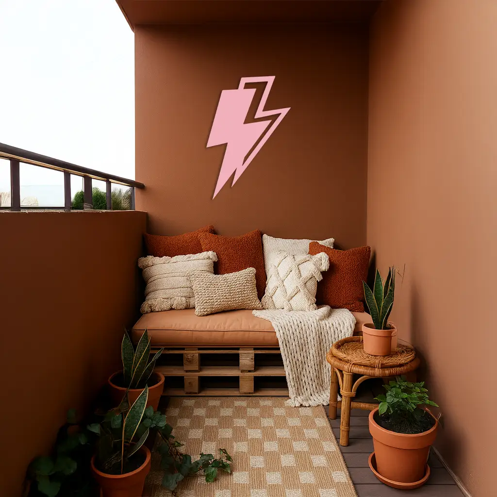 Lightning Bolt Silhouette Metal Wall Art – Modern Power Design - KAFGP069 by Enova Art