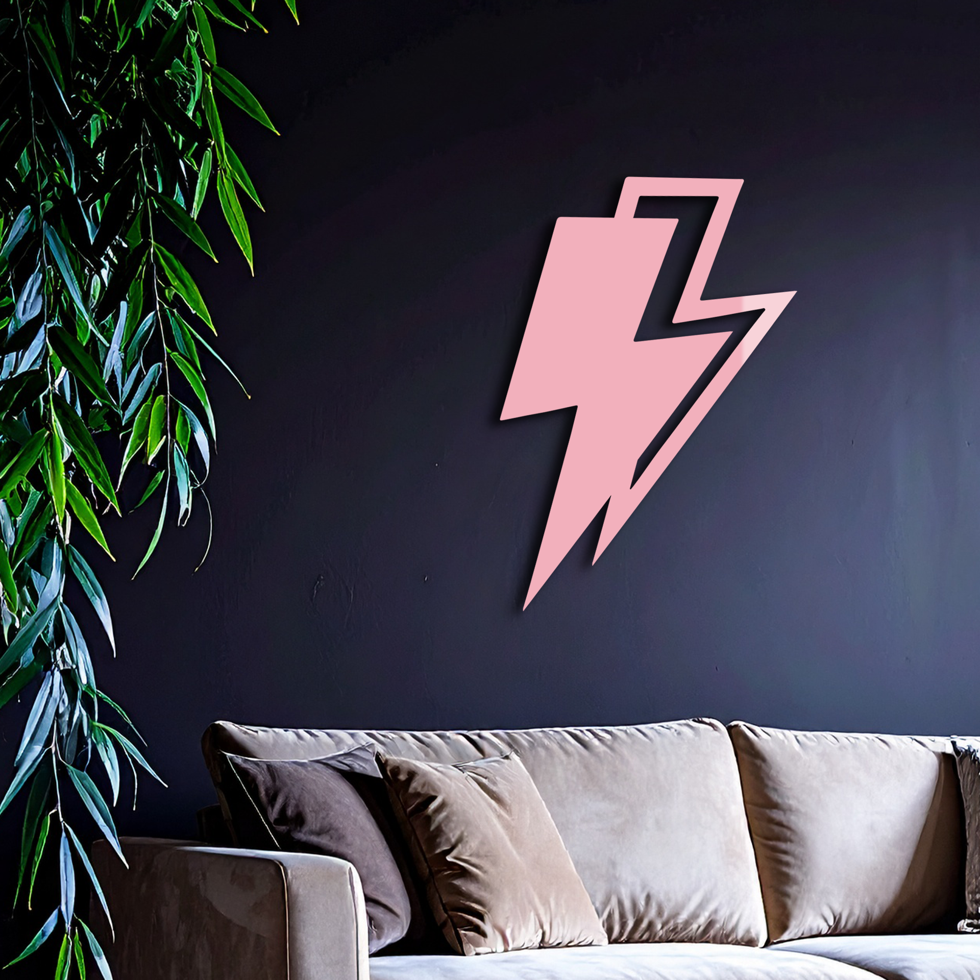 Lightning Bolt Silhouette Metal Wall Art – Modern Power Design - KAFGP069 by Enova Art