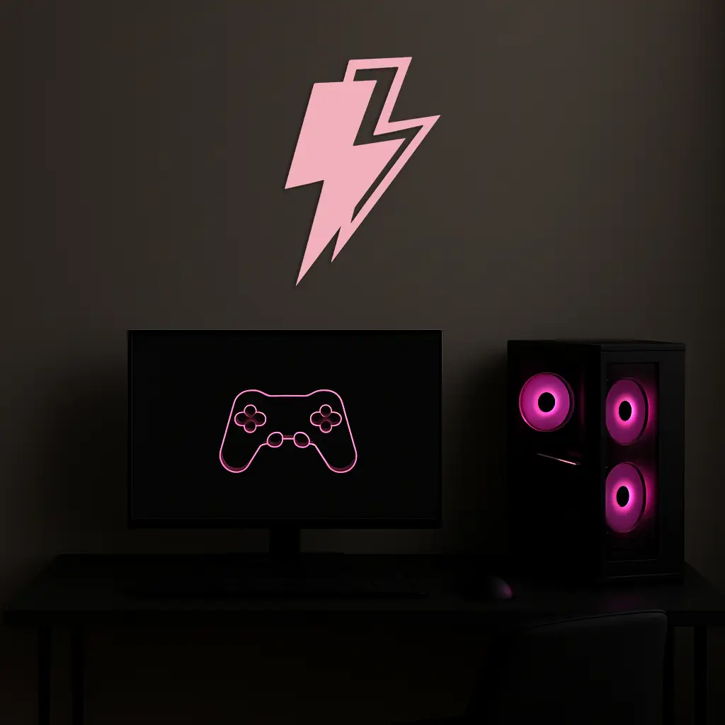 Lightning Bolt Silhouette Metal Wall Art – Modern Power Design - KAFGP069 by Enova Art