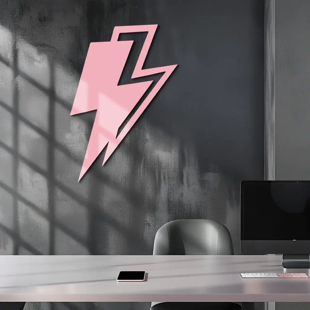 Lightning Bolt Silhouette Metal Wall Art – Modern Power Design - KAFGP069 by Enova Art