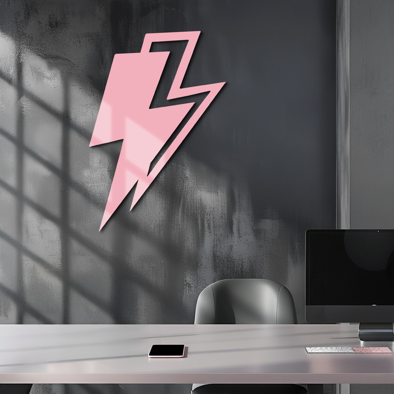 Lightning Bolt Silhouette Metal Wall Art – Modern Power Design - KAFGP069 by Enova Art
