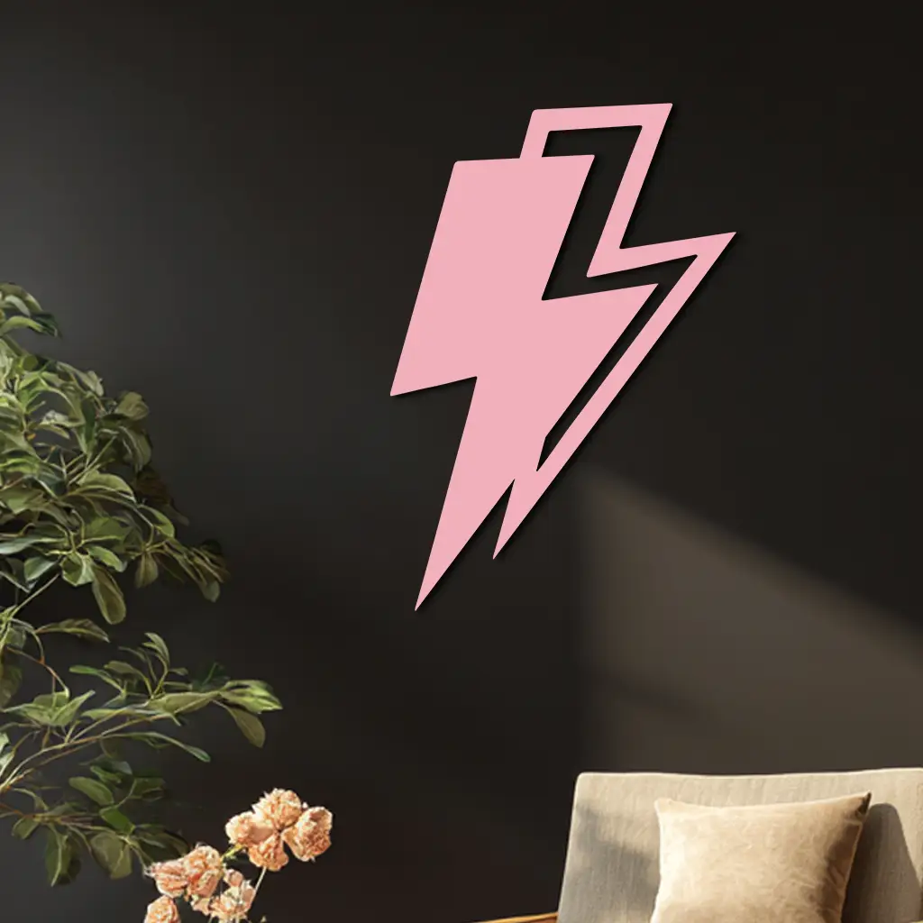 Lightning Bolt Silhouette Metal Wall Art – Modern Power Design - KAFGP069 by Enova Art