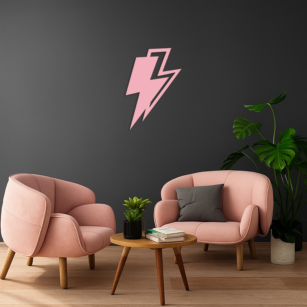 Lightning Bolt Silhouette Metal Wall Art – Modern Power Design - KAFGP069 by Enova Art