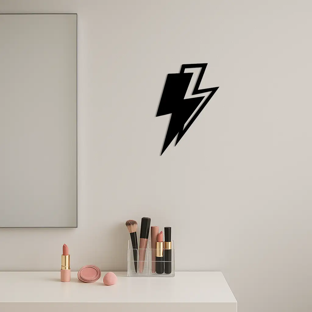 Lightning Bolt Silhouette Metal Wall Art – Modern Power Design - KAFGP069 by Enova Art