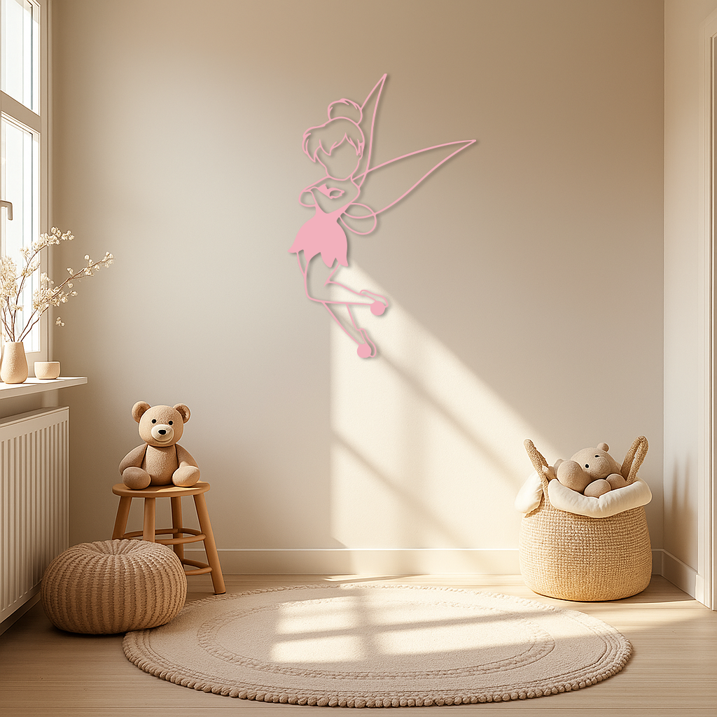 Tinkerbell Fairy Silhouette Metal Wall Art – Whimsical Fantasy Decor - KAFGP072 by Enova Art