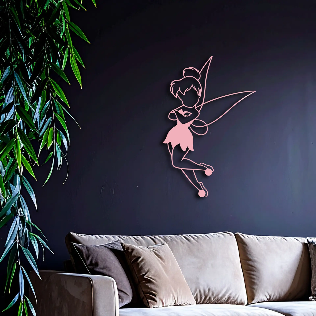 Tinkerbell Fairy Silhouette Metal Wall Art – Whimsical Fantasy Decor - KAFGP072 by Enova Art