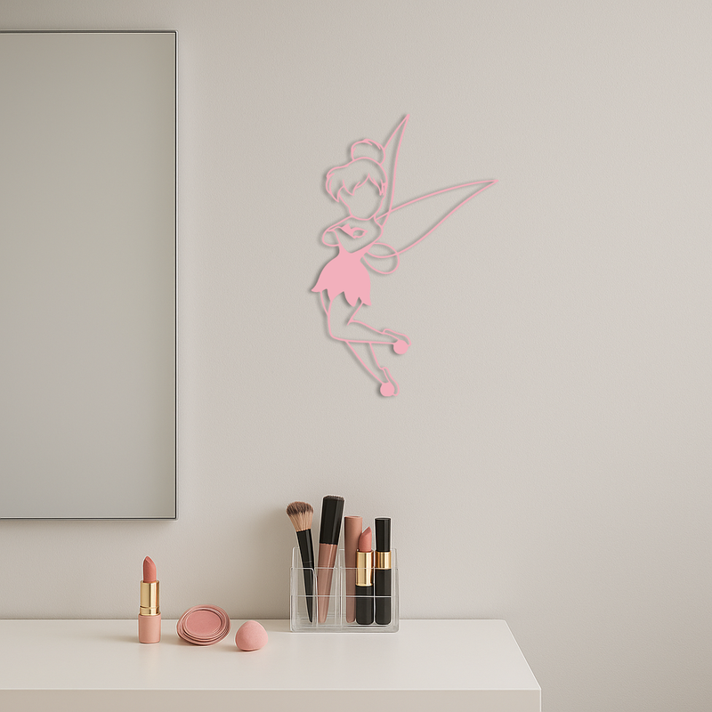 Tinkerbell Fairy Silhouette Metal Wall Art – Whimsical Fantasy Decor - KAFGP072 by Enova Art