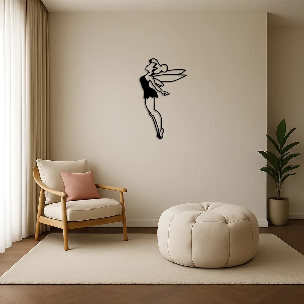 Tinker Bell Silhouette Metal Wall Art – Magical Fairy Home Decor - KAFGP073 by Enova Art