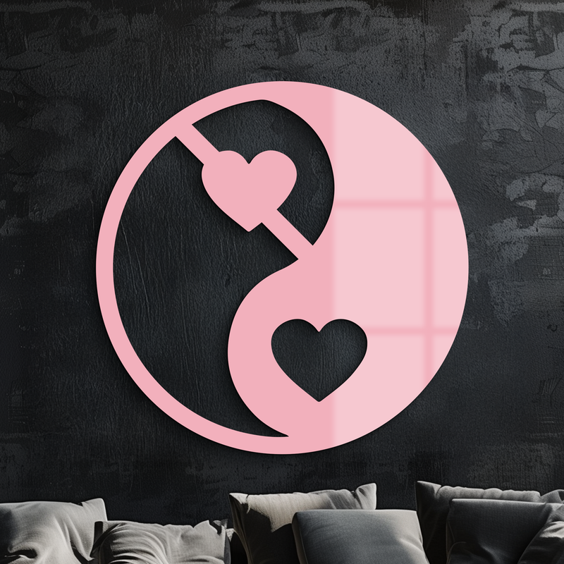 Yin Yang Heart Symbol Metal Wall Art – Modern Love Balance Decor - KAFGP075 by Enova Art