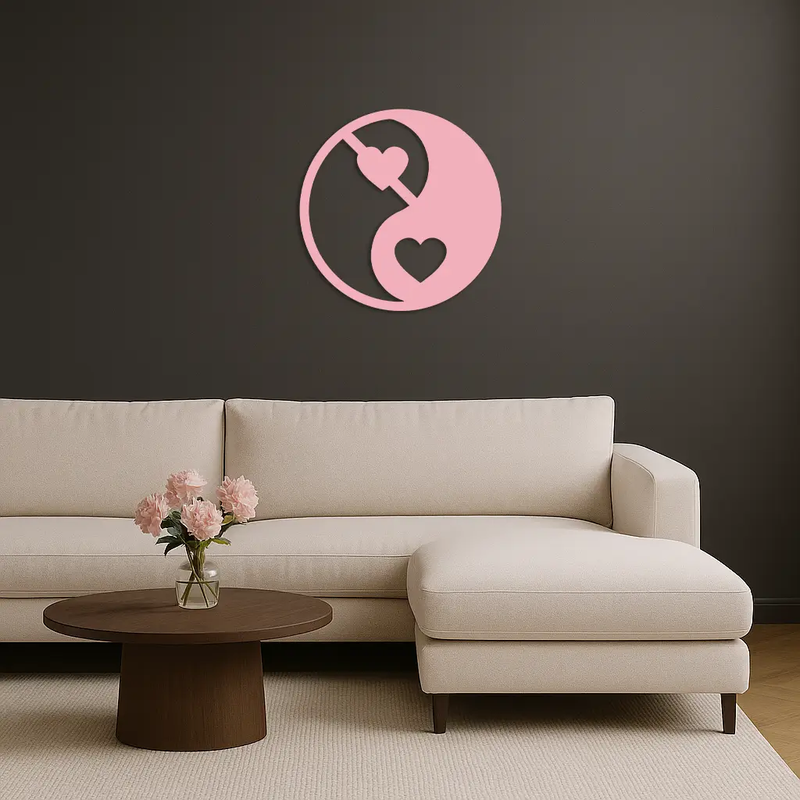 Yin Yang Heart Symbol Metal Wall Art – Modern Love Balance Decor - KAFGP075 by Enova Art