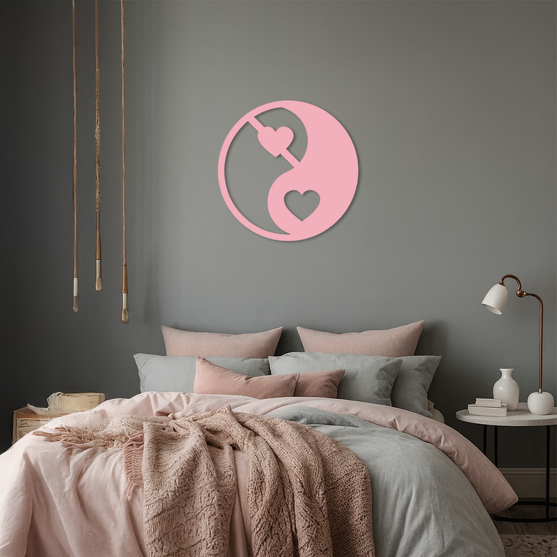 Yin Yang Heart Symbol Metal Wall Art – Modern Love Balance Decor - KAFGP075 by Enova Art