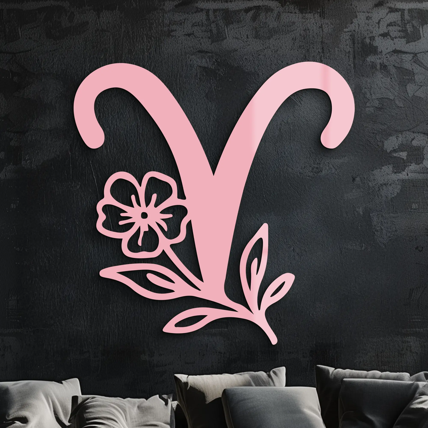 Aries Zodiac Symbol Metal Wall Art – Floral Astrology Home Decor - KAFGP076 by Enova Art