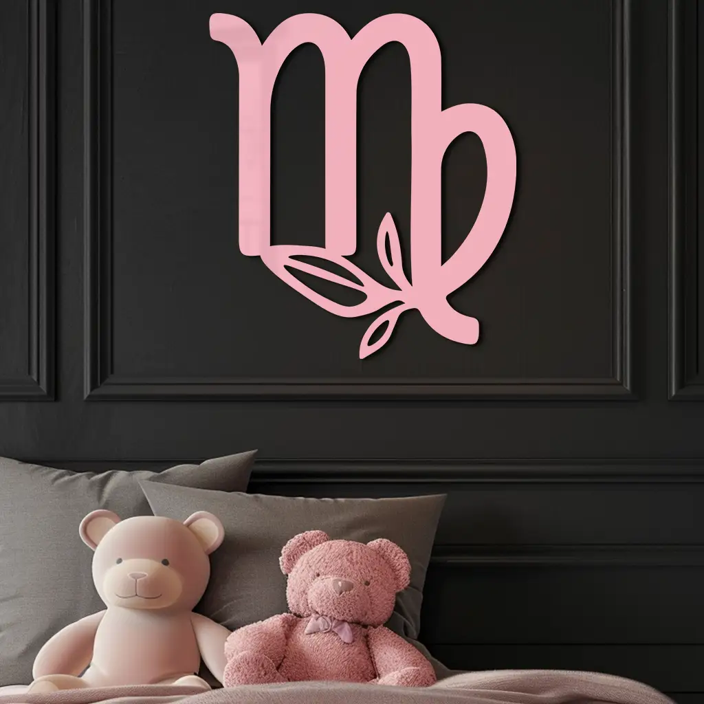 Virgo Zodiac Symbol Metal Wall Art – Floral Virgo Sign Decor - KAFGP079 by Enova Art